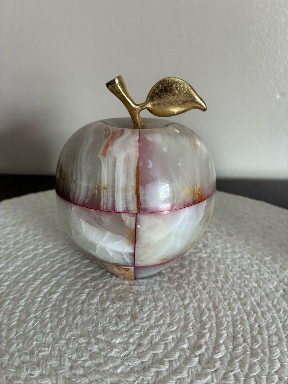 Onyx Stone Apple  made in Pakistan with Gold Stem 4” diameter